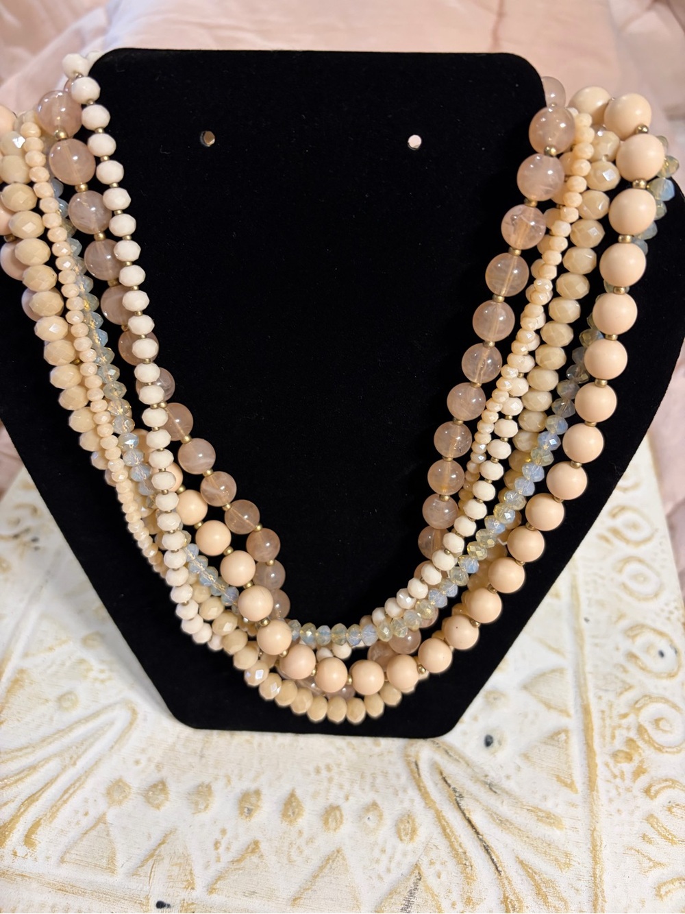 Ann Taylor Multi-Strand peaches and cream Beaded Necklace